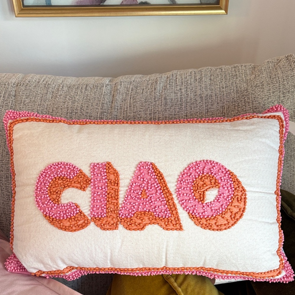 Ciao Accent Pillow - Pink and Orange